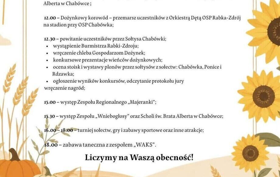 Zdjęcie do Dożynki Gminne 2026 w Chab&oacute;wce. Święto plon&oacute;w, tradycji...