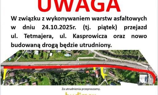 Zdjęcie do Kolejny etap inwestycji - czasowe zamknięcia na ul. Tetmajera i Kasprowicza