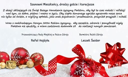 Zdjęcie do Życzenia Świąteczne i Noworoczne Burmistrza i Przewodniczącego Rady Miejskiej