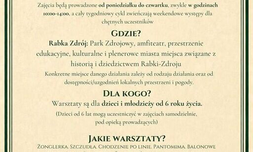 Zdjęcie do Letnia Szkoła Artyst&oacute;w Ulicznych w Rabce-Zdroju. Bezpłatne wakacyjne warsztaty dla młodych pasjonat&oacute;w sztuki