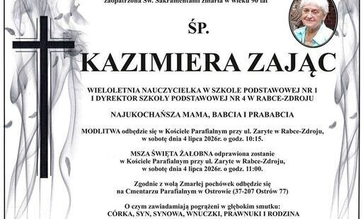 Zdjęcie do Odeszła Kazimiera Zając - wieloletnia nauczycielka i dyrektor rabczańskich szk&oacute;ł