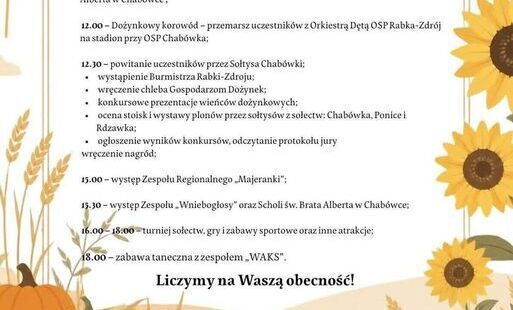 Zdjęcie do Dożynki Gminne 2026 w Chab&oacute;wce. Święto plon&oacute;w, tradycji i wsp&oacute;lnego dziękczynienia
