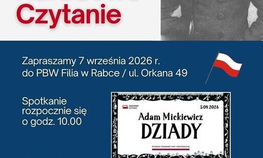 Zdjęcie do Narodowe Czytanie 2026 w Rabce-Zdroju. &bdquo;Dziady&rdquo; Adama Mickiewicza zabrzmią w Filii PBW